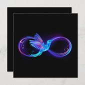 Neon Infinity Symbol mit dem leuchtenden Hummingbi Einladung (Vorne/Hinten)