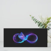 Neon Infinity Symbol mit dem leuchtenden Hummingbi Einladung (Stehend Vorderseite)