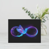 Neon Infinity Symbol mit dem leuchtenden Hummingbi Einladung (Stehend Vorderseite)