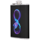 Neon Infinity Symbol mit dem leuchtenden Hummingbi Flachmann (Links)