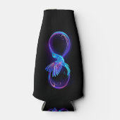 Neon Infinity Symbol mit dem leuchtenden Hummingbi Flaschenkühler (Vorderseite)