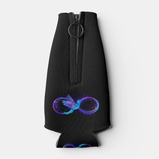 Neon Infinity Symbol mit dem leuchtenden Hummingbi Flaschenkühler (Rückseite)
