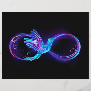 Neon Infinity Symbol mit dem leuchtenden Hummingbi Flyer