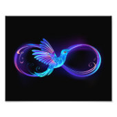 Neon Infinity Symbol mit dem leuchtenden Hummingbi Fotodruck (Vorne)