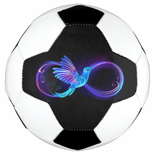 Neon Infinity Symbol mit dem leuchtenden Hummingbi Fußball (Vorderseite)
