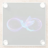 Neon Infinity Symbol mit dem leuchtenden Hummingbi Glasuntersetzer (Rückseite)