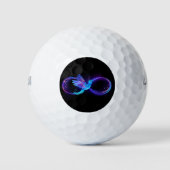 Neon Infinity Symbol mit dem leuchtenden Hummingbi Golfball (Vorderseite)
