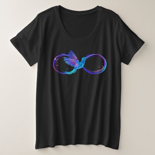 Neon Infinity Symbol mit dem leuchtenden Hummingbi Große Größe T-Shirt (Design vorne)