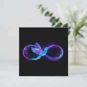 Neon Infinity Symbol mit dem leuchtenden Hummingbi Hinweiskarte (Stehend Vorderseite)