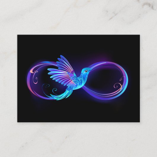 Neon Infinity Symbol mit dem leuchtenden Hummingbi Hinweiskarte (Vorderseite)
