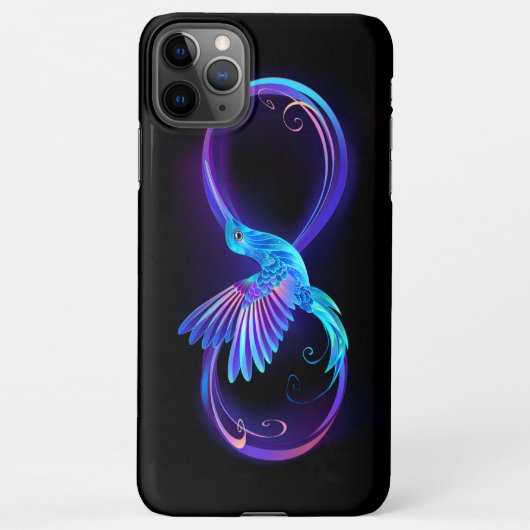 Neon Infinity Symbol mit dem leuchtenden Hummingbi iPhone Hülle (Rückseite)