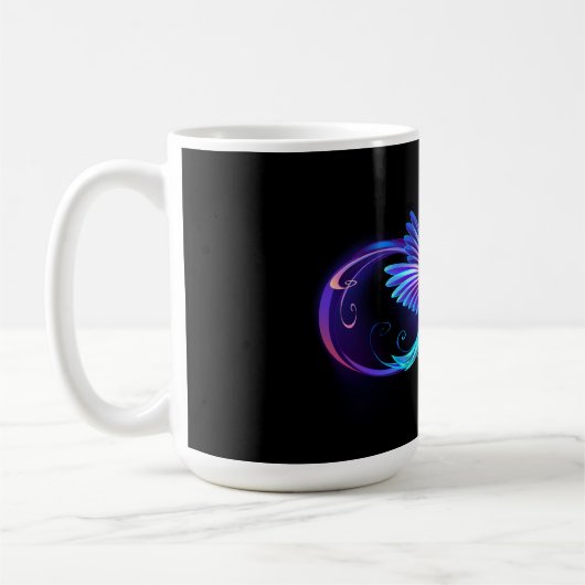 Neon Infinity Symbol mit dem leuchtenden Hummingbi Kaffeetasse (Links)