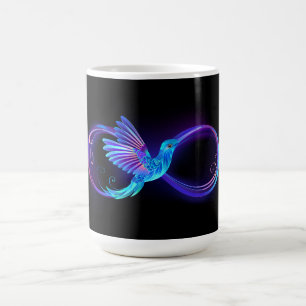 Neon Infinity Symbol mit dem leuchtenden Hummingbi Kaffeetasse
