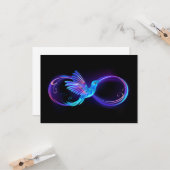 Neon Infinity Symbol mit dem leuchtenden Hummingbi Karte (Vorderseite/Rückseite Beispiel)