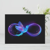 Neon Infinity Symbol mit dem leuchtenden Hummingbi Karte (Stehend Vorderseite)