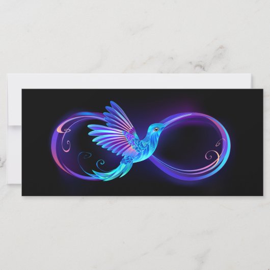 Neon Infinity Symbol mit dem leuchtenden Hummingbi Karte (Vorderseite)