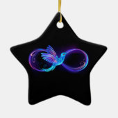 Neon Infinity Symbol mit dem leuchtenden Hummingbi Keramik Ornament (Hinten)