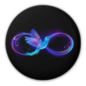 Neon Infinity Symbol mit dem leuchtenden Hummingbi Keramikknauf (Vorderseite)