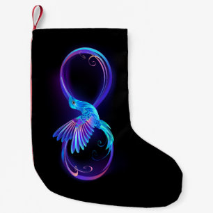 Neon Infinity Symbol mit dem leuchtenden Hummingbi Kleiner Weihnachtsstrumpf