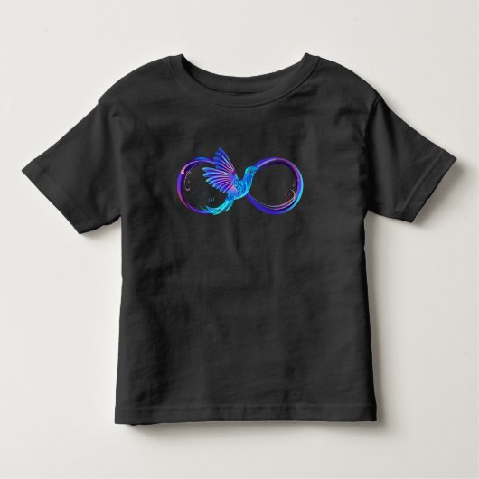 Neon Infinity Symbol mit dem leuchtenden Hummingbi Kleinkind T-shirt (Vorderseite)