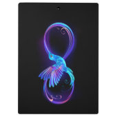 Neon Infinity Symbol mit dem leuchtenden Hummingbi Klemmbrett (Rückseite)