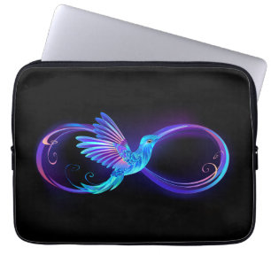 Neon Infinity Symbol mit dem leuchtenden Hummingbi Laptopschutzhülle