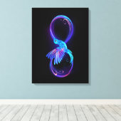 Neon Infinity Symbol mit dem leuchtenden Hummingbi Leinwanddruck (Insitu (Holzboden))