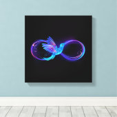 Neon Infinity Symbol mit dem leuchtenden Hummingbi Leinwanddruck (Insitu (Holzboden))