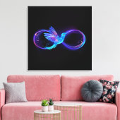 Neon Infinity Symbol mit dem leuchtenden Hummingbi Leinwanddruck (Insitu (Wohnzimmer))