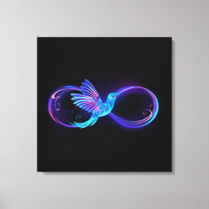 Neon Infinity Symbol mit dem leuchtenden Hummingbi Leinwanddruck