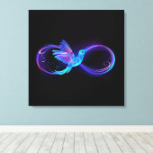 Neon Infinity Symbol mit dem leuchtenden Hummingbi Leinwanddruck (Insitu (Holzboden))