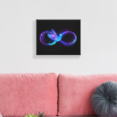 Neon Infinity Symbol mit dem leuchtenden Hummingbi Leinwanddruck (Insitu (Wohnzimmer))