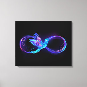 Neon Infinity Symbol mit dem leuchtenden Hummingbi Leinwanddruck