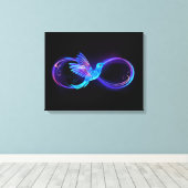 Neon Infinity Symbol mit dem leuchtenden Hummingbi Leinwanddruck (Insitu (Holzboden))