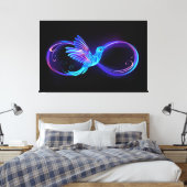 Neon Infinity Symbol mit dem leuchtenden Hummingbi Leinwanddruck (Insitu (Schlafzimmer))