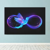 Neon Infinity Symbol mit dem leuchtenden Hummingbi Leinwanddruck (Insitu (Holzboden))