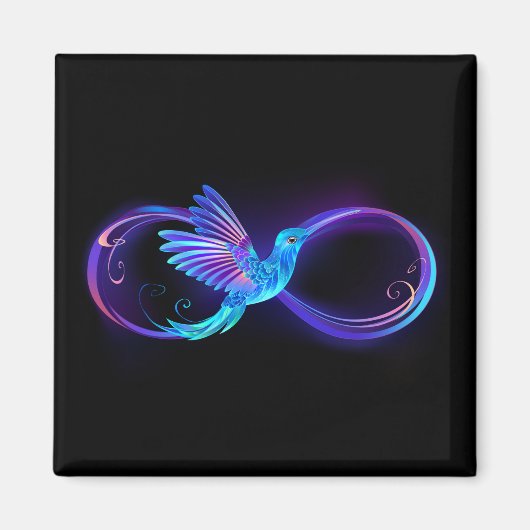 Neon Infinity Symbol mit dem leuchtenden Hummingbi Magnet (Vorne)