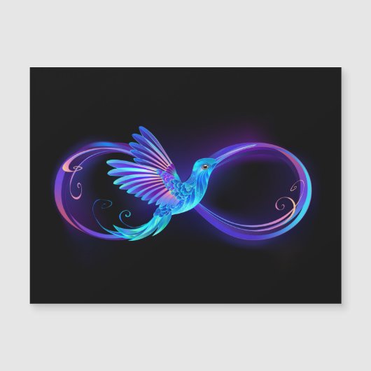 Neon Infinity Symbol mit dem leuchtenden Hummingbi Magneteinladung (Vorderseite)