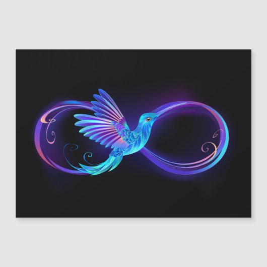 Neon Infinity Symbol mit dem leuchtenden Hummingbi Magneteinladung (Vorderseite)