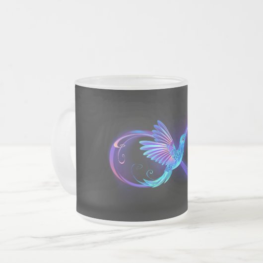 Neon Infinity Symbol mit dem leuchtenden Hummingbi Mattglastasse (Vorderseite Links)