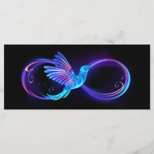 Neon Infinity Symbol mit dem leuchtenden Hummingbi Menükarte