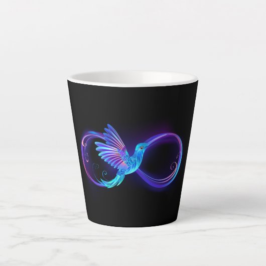 Neon Infinity Symbol mit dem leuchtenden Hummingbi Milchtasse (Vorderseite)