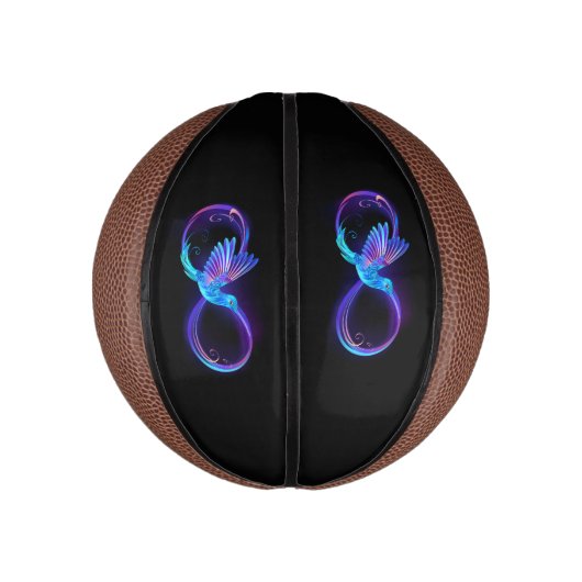 Neon Infinity Symbol mit dem leuchtenden Hummingbi Mini Basketball (Vertikal)