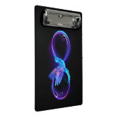 Neon Infinity Symbol mit dem leuchtenden Hummingbi Mini Klemmbrett (Schrägansicht)
