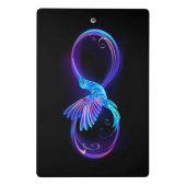 Neon Infinity Symbol mit dem leuchtenden Hummingbi Mini Klemmbrett (Rückseite)