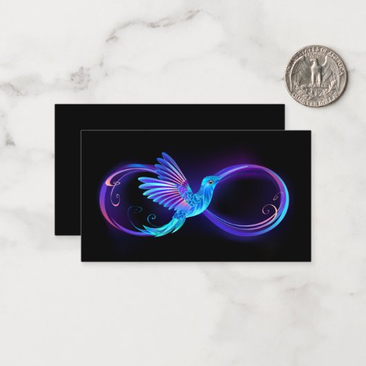Neon Infinity Symbol mit dem leuchtenden Hummingbi Mitteilungskarte (Vorderseite/Rückseite Beispiel)