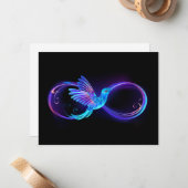 Neon Infinity Symbol mit dem leuchtenden Hummingbi Mitteilungskarte (Vorderseite/Rückseite Beispiel)