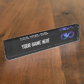 Neon Infinity Symbol mit dem leuchtenden Hummingbi Namensplakette (Seite)