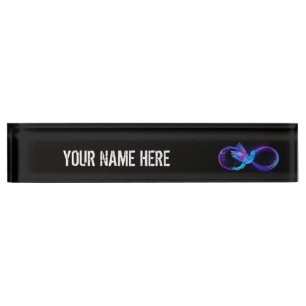 Neon Infinity Symbol mit dem leuchtenden Hummingbi Namensplakette