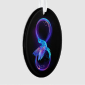 Neon Infinity Symbol mit dem leuchtenden Hummingbi Ornament (Vorderseite)